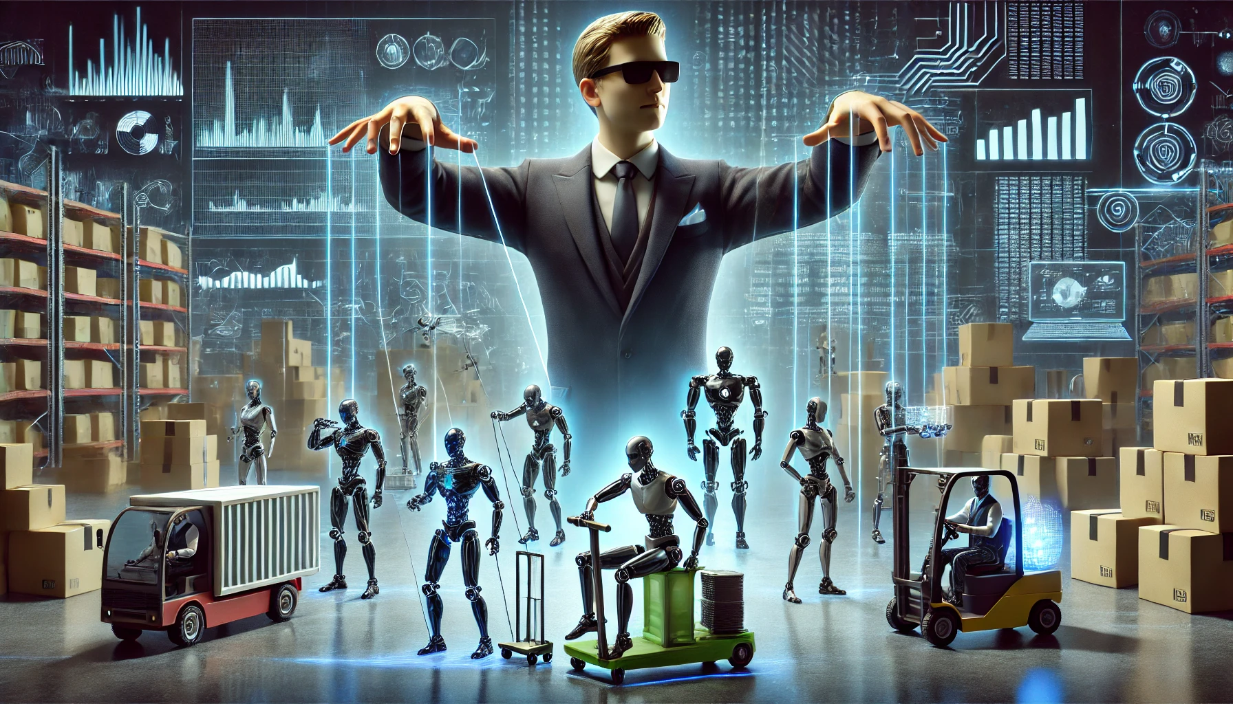 Futuristic Puppeteer Controlling Robots